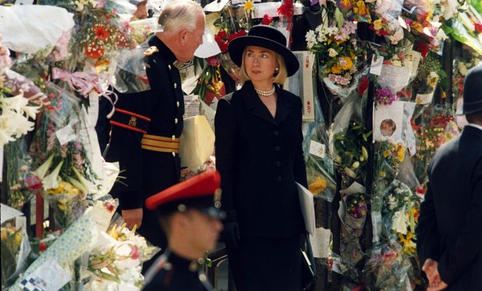 Hillary Clinton at Princess Diana's funeral at Westminster Abbey