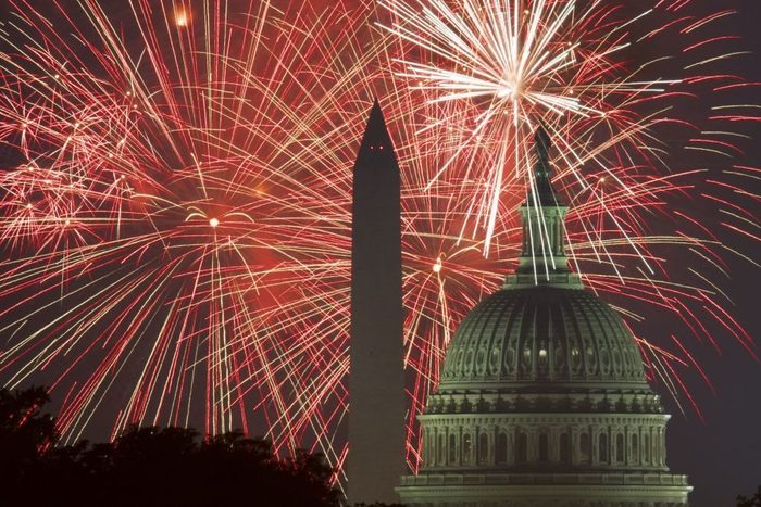 Fireworks explode over the National Mall as the US Capitol and National Monument are seen on July 4, 2017, in Washington, DC.