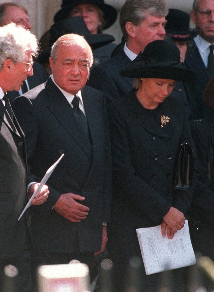 Mohammed Al Fayed and his wife Heini Wathen leaving Westminster Abbey after the funeral service for Diana, Princess of Wales