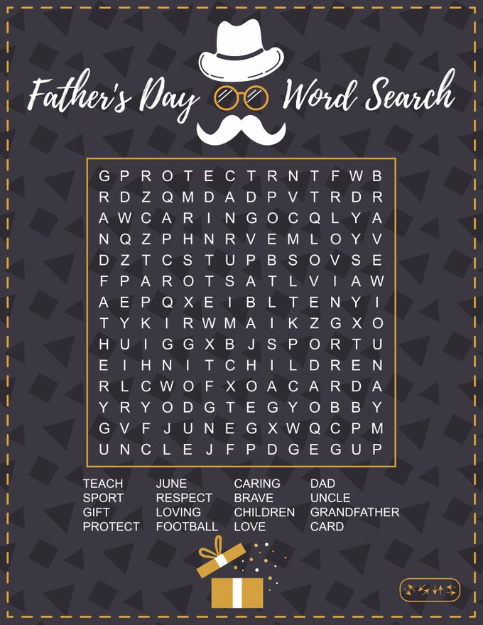 Father's Day Word Search Puzzle.