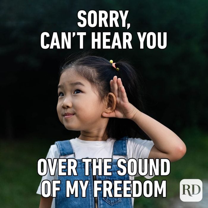 Sorry Cant Hear You Over The Sound Of My Freedom text with little girl