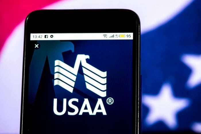 USAA Financial services company logo seen displayed on a