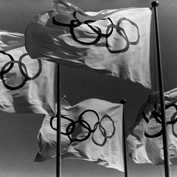 olympic flags wave over the 1936 Olympics In Berlin