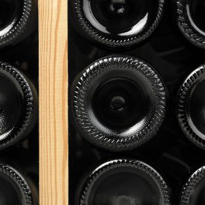 bottom of Wine bottles in a cellar