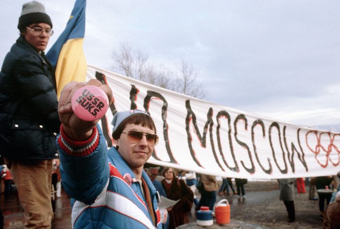 Demonstrators at 1980 Olympics