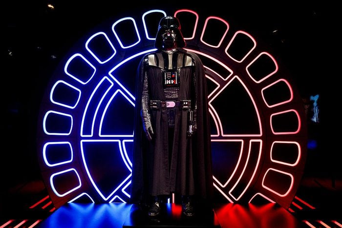An original Darth Vader costume is displayed at the Star Wars Identities exhibition at The O2 Arena