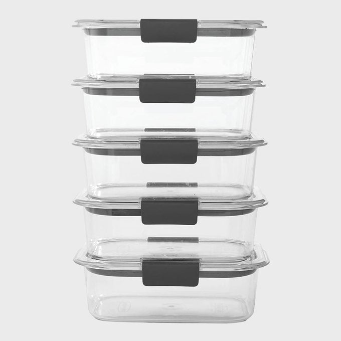 Rubbermaid Brilliance - Recipiente para almacenamiento de alimentos sin Bpa, plástico mediano, 3,2 tazas, paquete de 5, transparente
