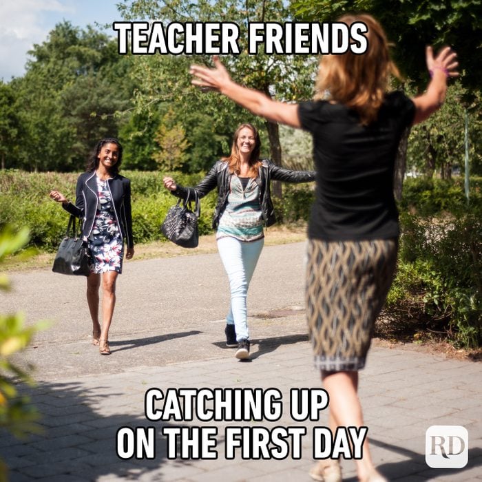 Teacher Friends Catching Up On The First Day