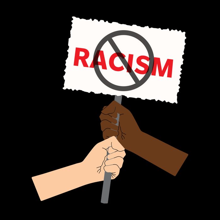 No Racism Protest Banner For Protest,against Racial Discrimination Of Dark Skin Color. Support For Equal Rights Of Black People