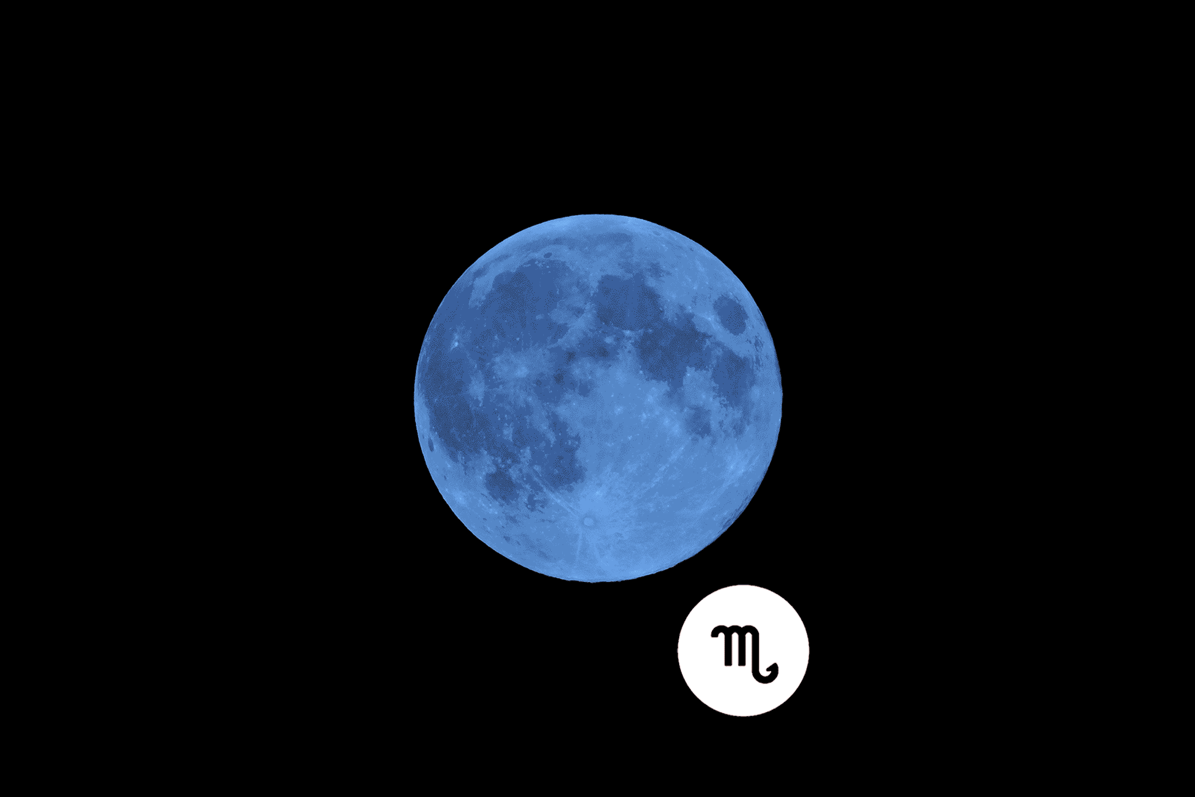 Zodiac symbols circle around blue moon in animated gif