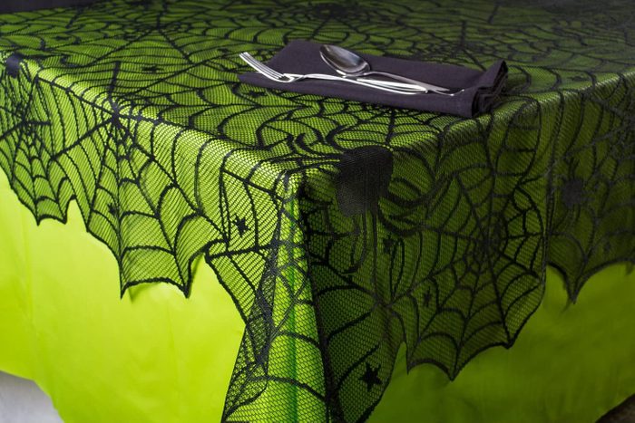 spider web table cloth for halloween party