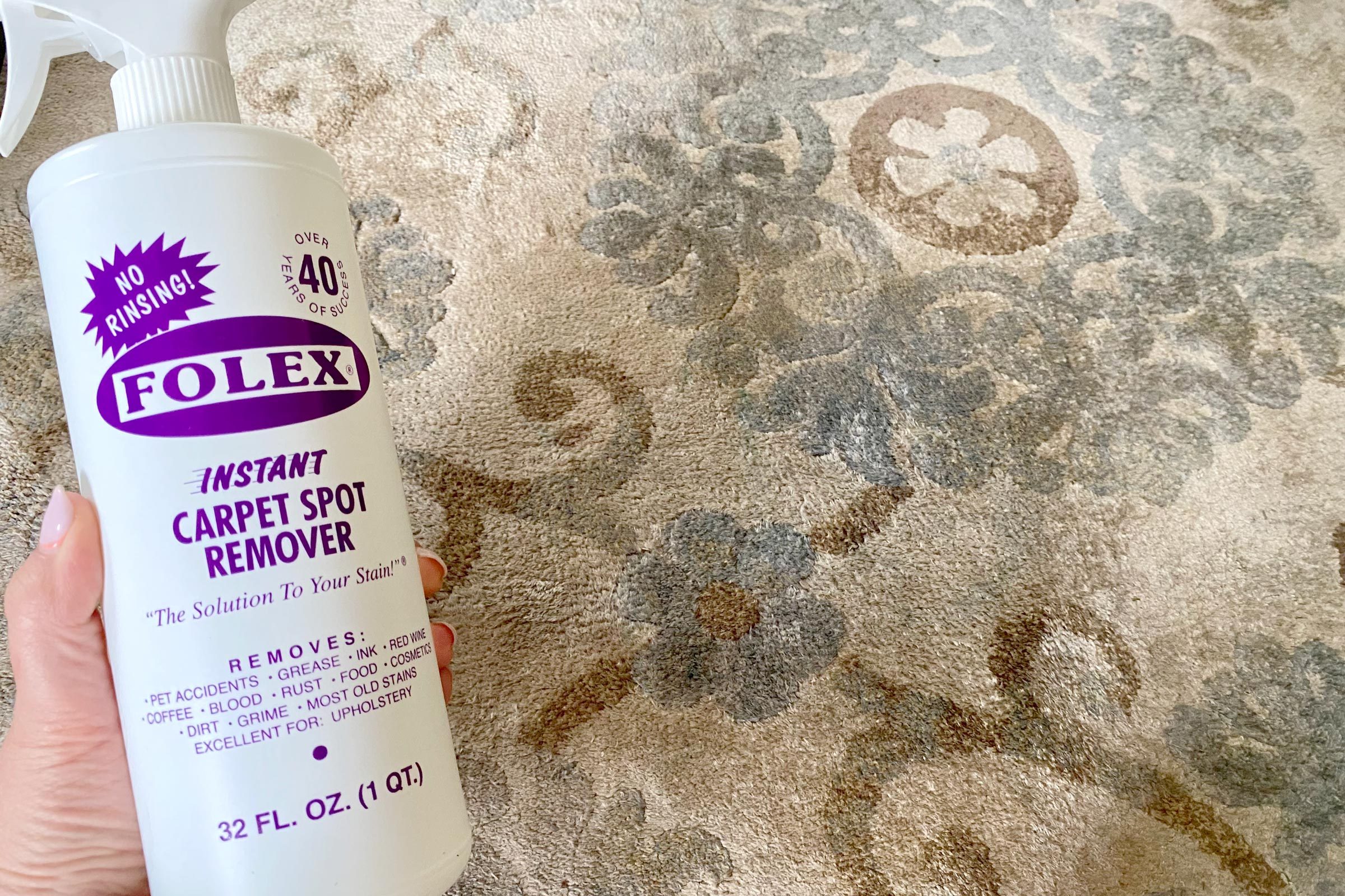 a stain free rug after using Folex Carpet Spot Remover