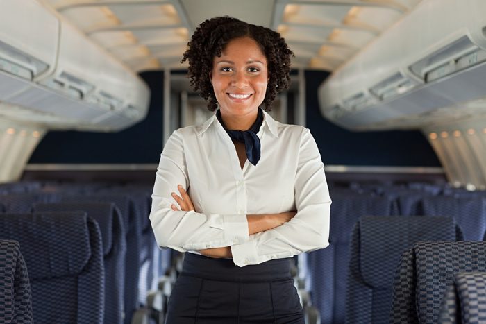 Stewardess on airplane