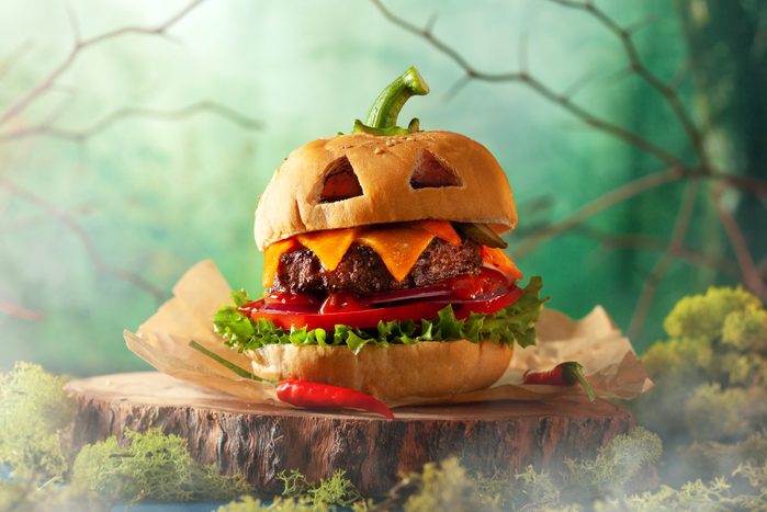 a cheese burger pumpkin for halloween