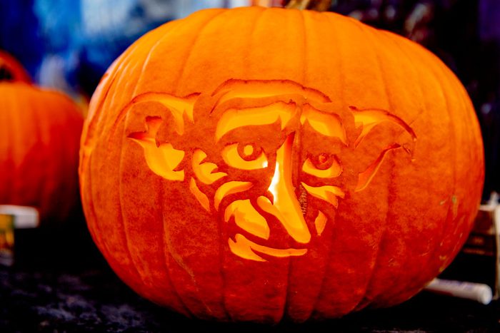 Dobby face carved pumpkin