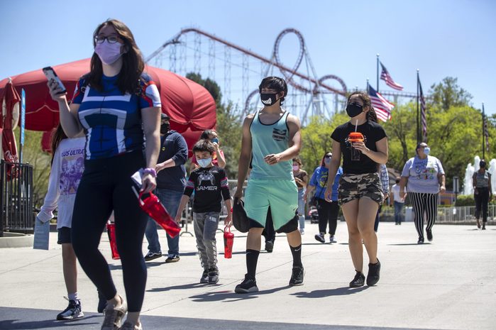 Six Flags guests wearing face masks