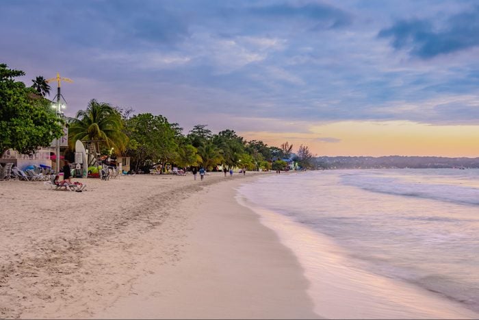 seven mile beach negril jamaica at sunset
