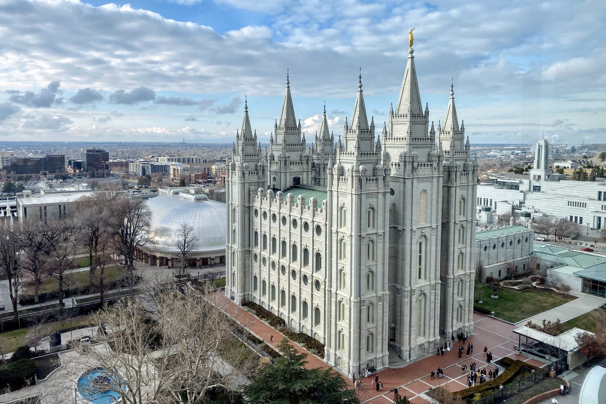 Salt Lake City cityscape with Mormon Temple, Temple Square, Utah, USA