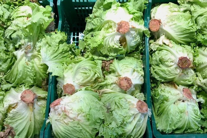 Rusty heads of Lettuce At a Supermarket