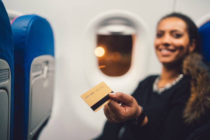 Credit card payment in airplane