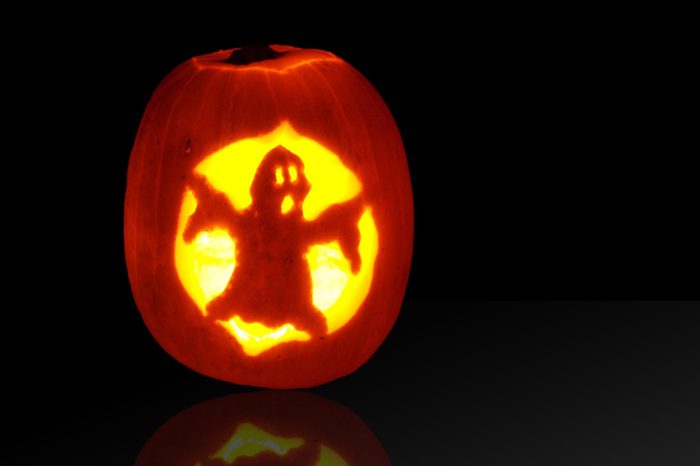 ghost carved pumpkin for halloween