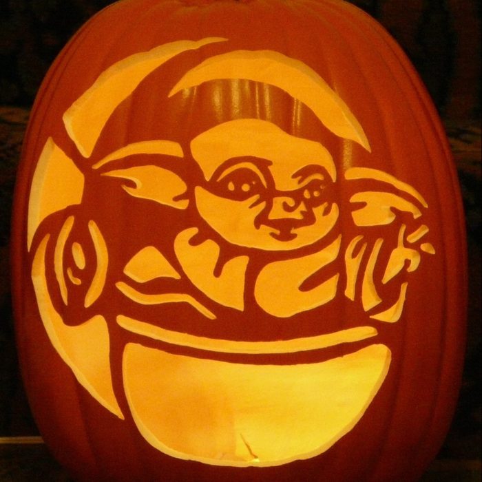 Baby Yoda Carved Pumpkin