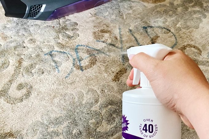 using Folex Carpet Spot Remover to remove marker on rug