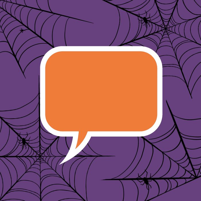 Speech bubble in front of cobweb background