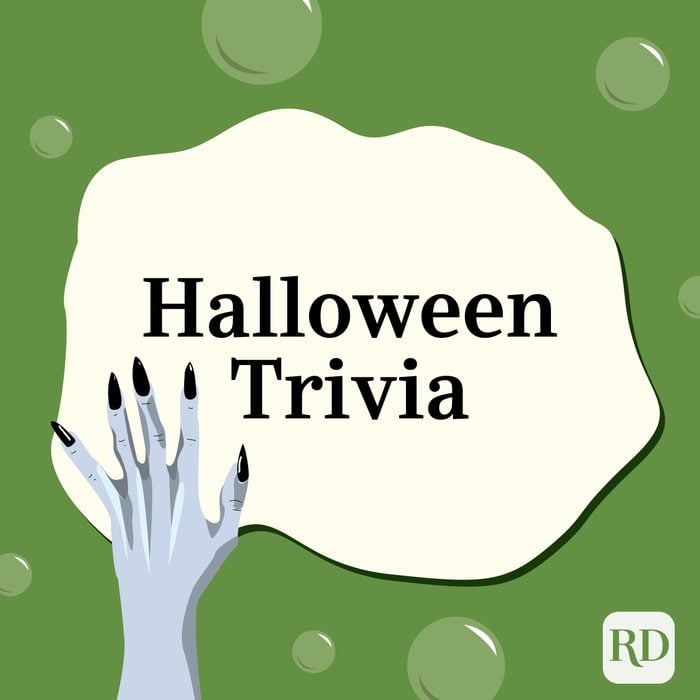 Cut out with the words "Halloween Trivia"