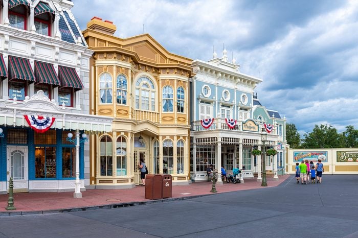 Pastel colored buildings exterior in the Walt Disney's Magic...