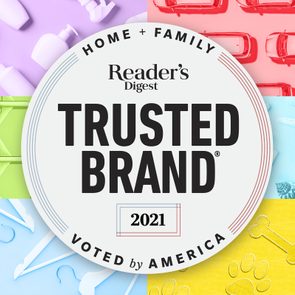 Reader's Digest 2021 Trusted Brands Home And Family logo over a collage of images representing the different categories