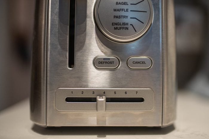 close up of toaster settings and controls