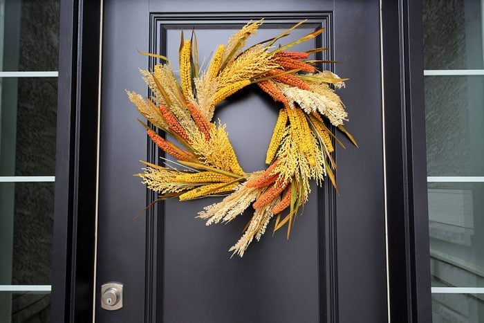 Black Front Door Autumn Wheat Wreath
