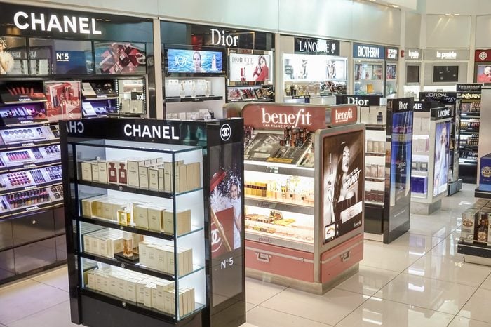 cosmetics in duty free store at the miami international airport