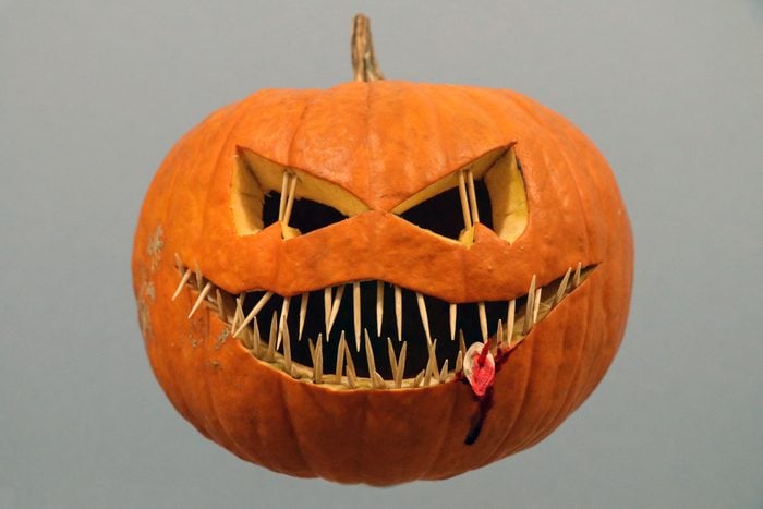 Close-Up Of Scary Halloween Pumpkin