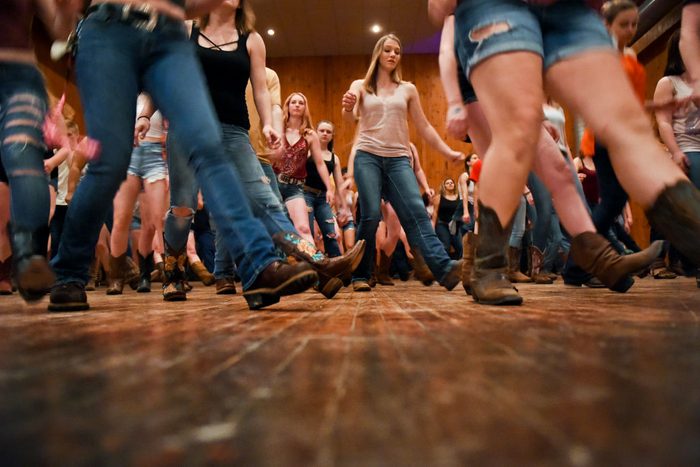 People participate in line dancing at CJ Hummels Restaurant, Bar and Gathering Place in Lenhartsville on Thursday, May 24, 2018. Photo by Natalie Kolb