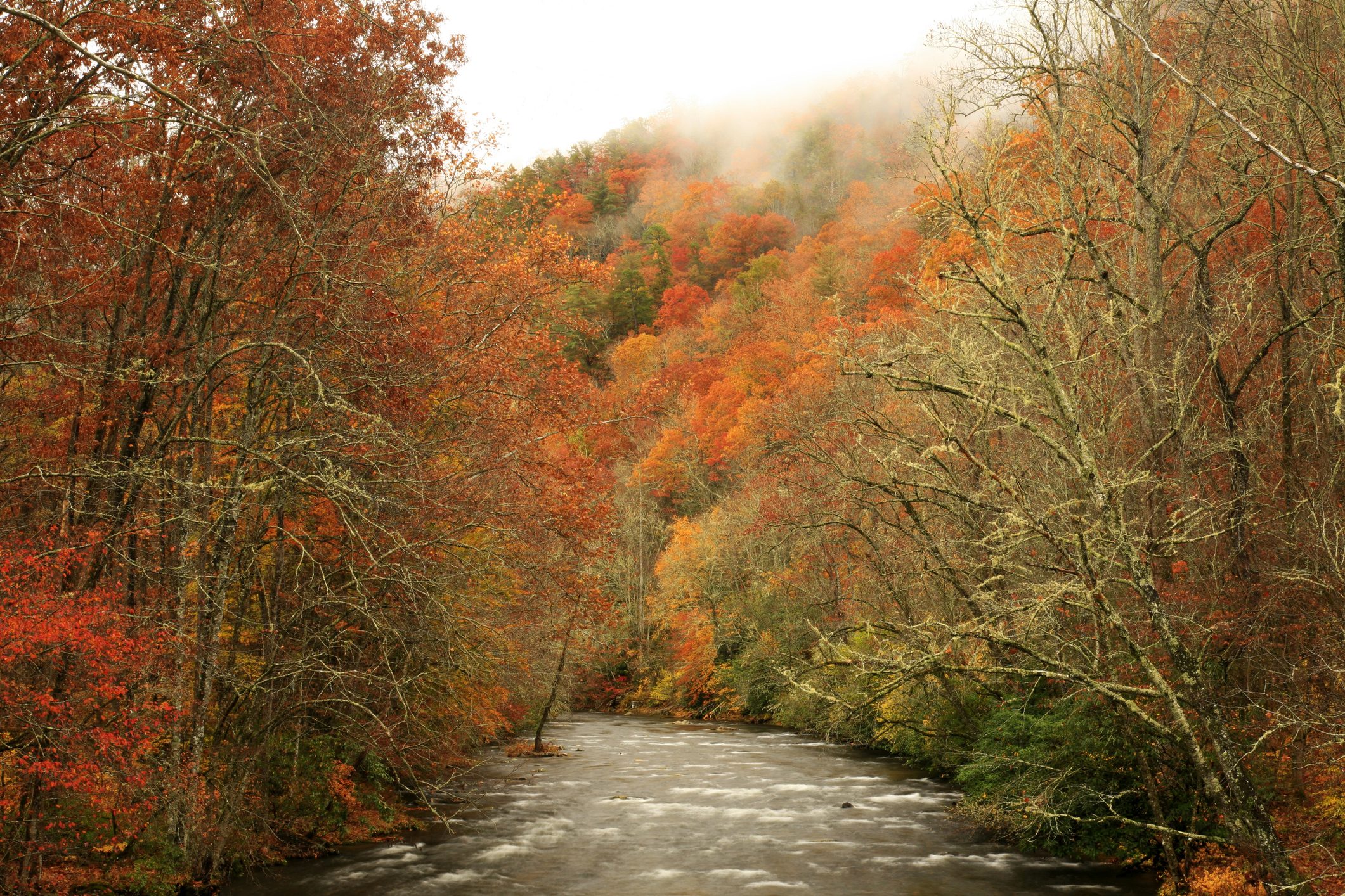 oconaluftee river in autumn