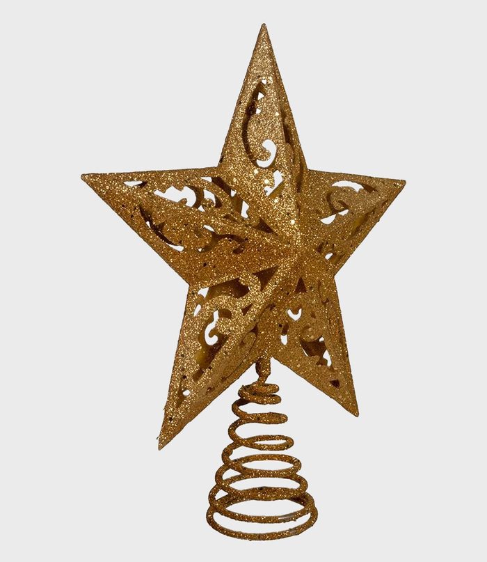 Gold And Glittered Christmas Tree Topper Via Amazon