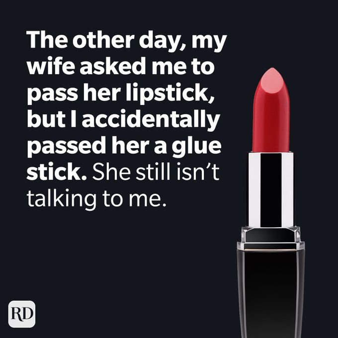 Dark Humor - Lipstick Tube Next To Glue Stick Joke