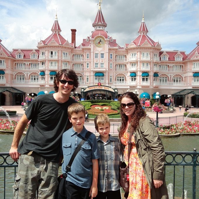 Heather Sievers and family at Disneyland Park