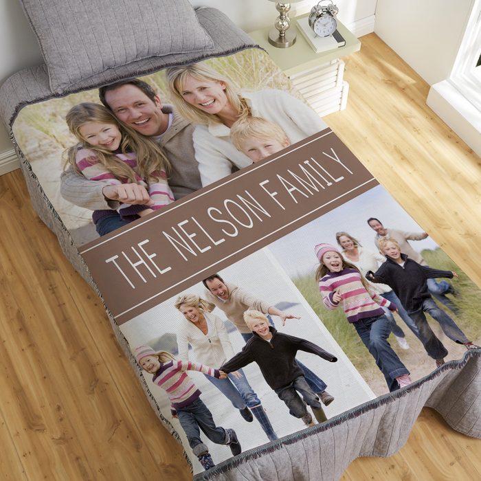 Personalization Mall Family Photo Collage Personalized Woven Throw Blanket