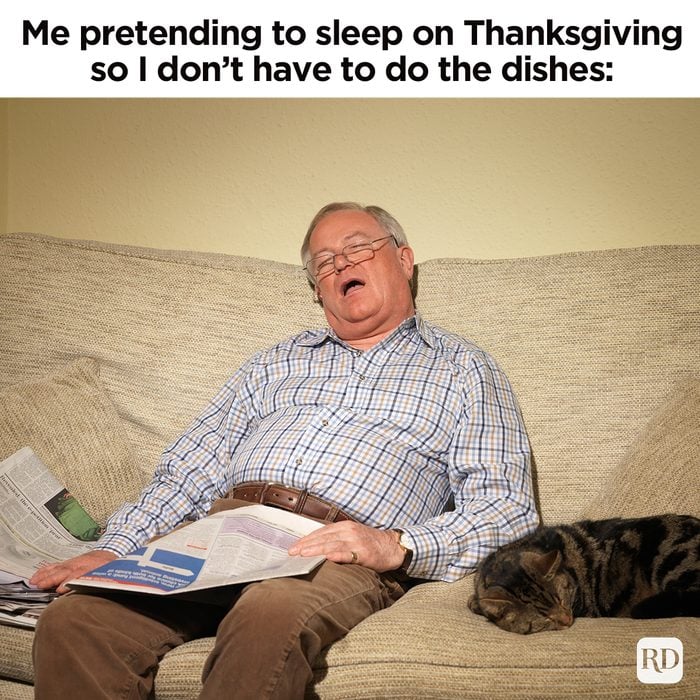 Pretending To Sleep To Get Out Of Doing Dishes Thanksgiving Meme Gettyimages 522952818