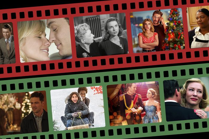 Romantic Christmas Movie stills in film strip frames