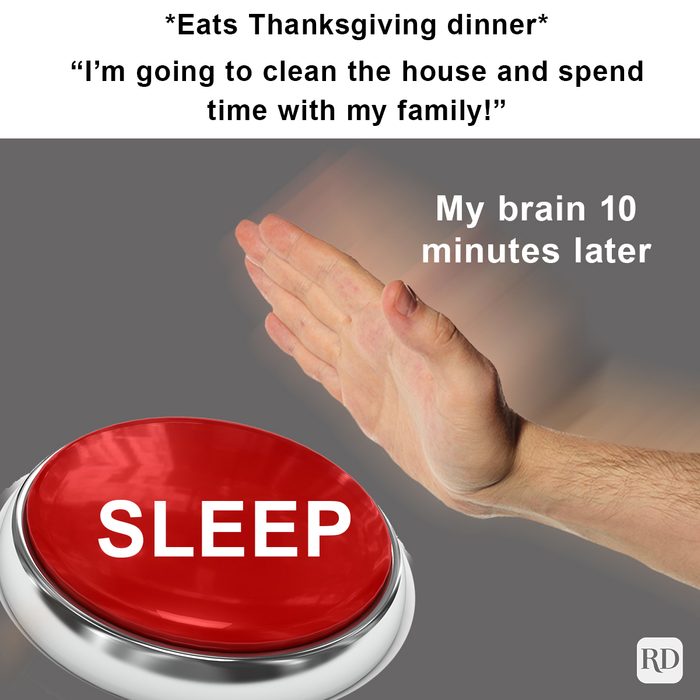 Sleeping On Thanksgiving Button Gettyimages 1333393502