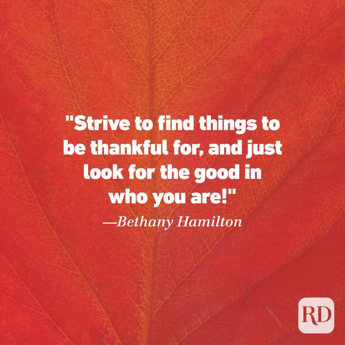 Thanksgiving Quote by Bethany Hamilton