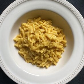 Tik Tok Mac And Cheese in a white bowl