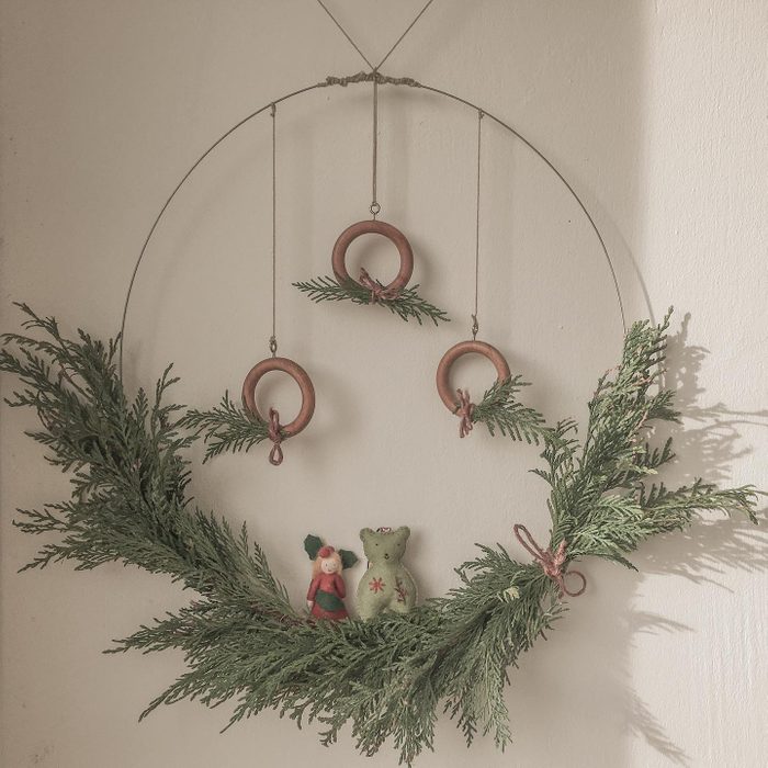 Greenery triple-hoop Christmas wreath