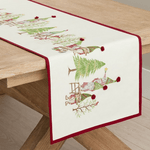 Forest Gnome Embroidered Cotton Linen Table Runner