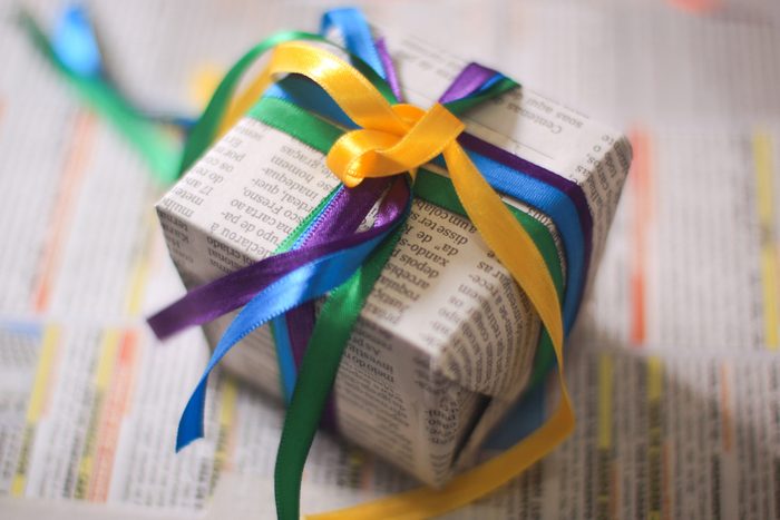 Gift wrapped with newspaper