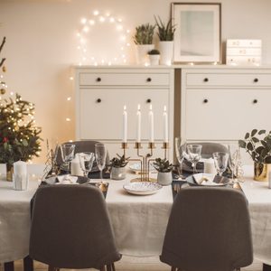 folding table extended for holiday meal